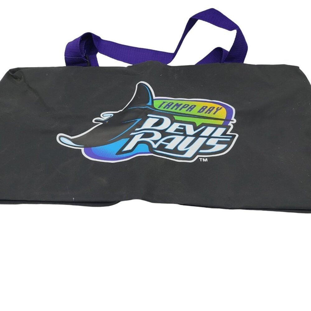 Vintage 90s MLB Tampa Bay Devil Rays Tote Gym Duffel Bag Black Purple